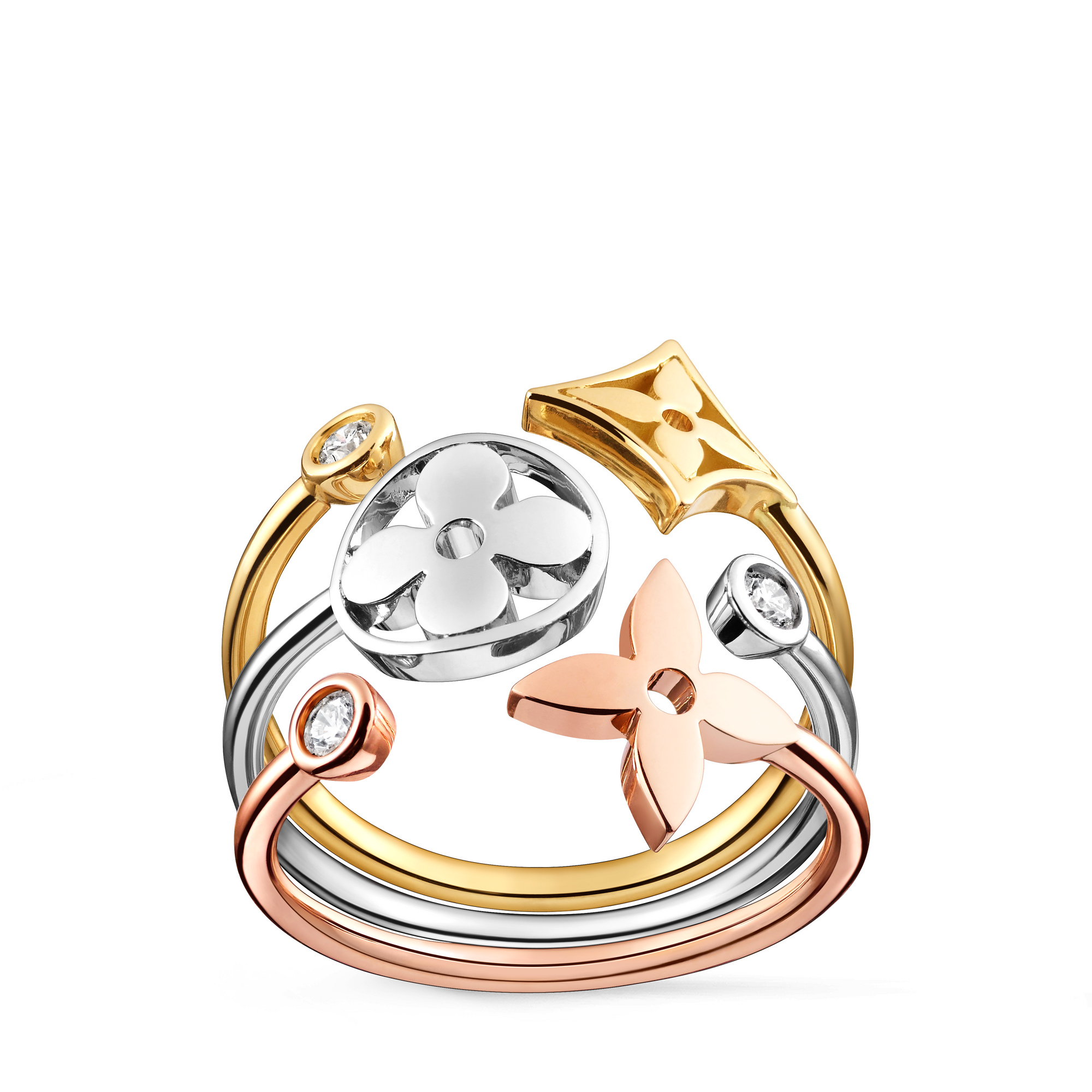 Idylle Blossom ring, 3 golds and diamonds - Categories | LOUIS VUITTON